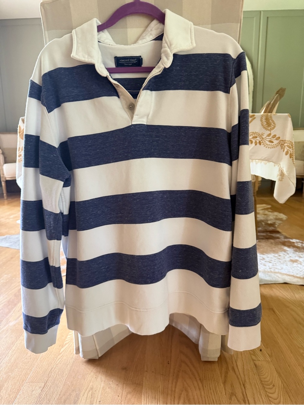 Vineyard Vines Men’s Rugby Blue and White Stripe Size XL